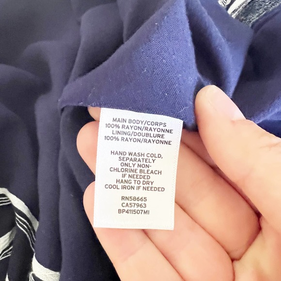 BP Navy Blue White Striped V-Neck Button Front Mini Dress Women's Size Large L - Picture 6 of 8